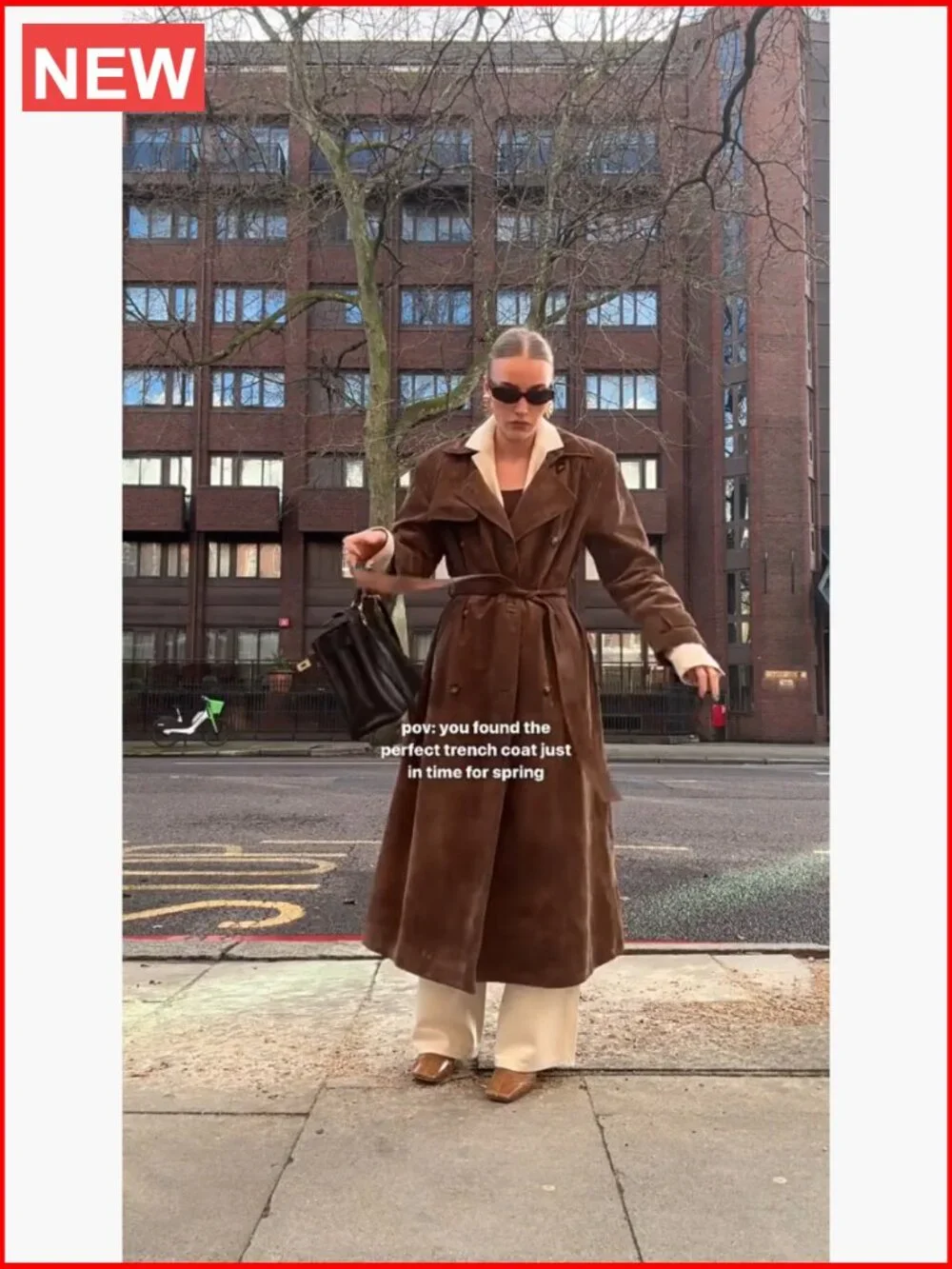 Faux Suede Long Trench Coat Notched Lapel Double Breasted Pea Coat Overcoat - Picture 7 of 7